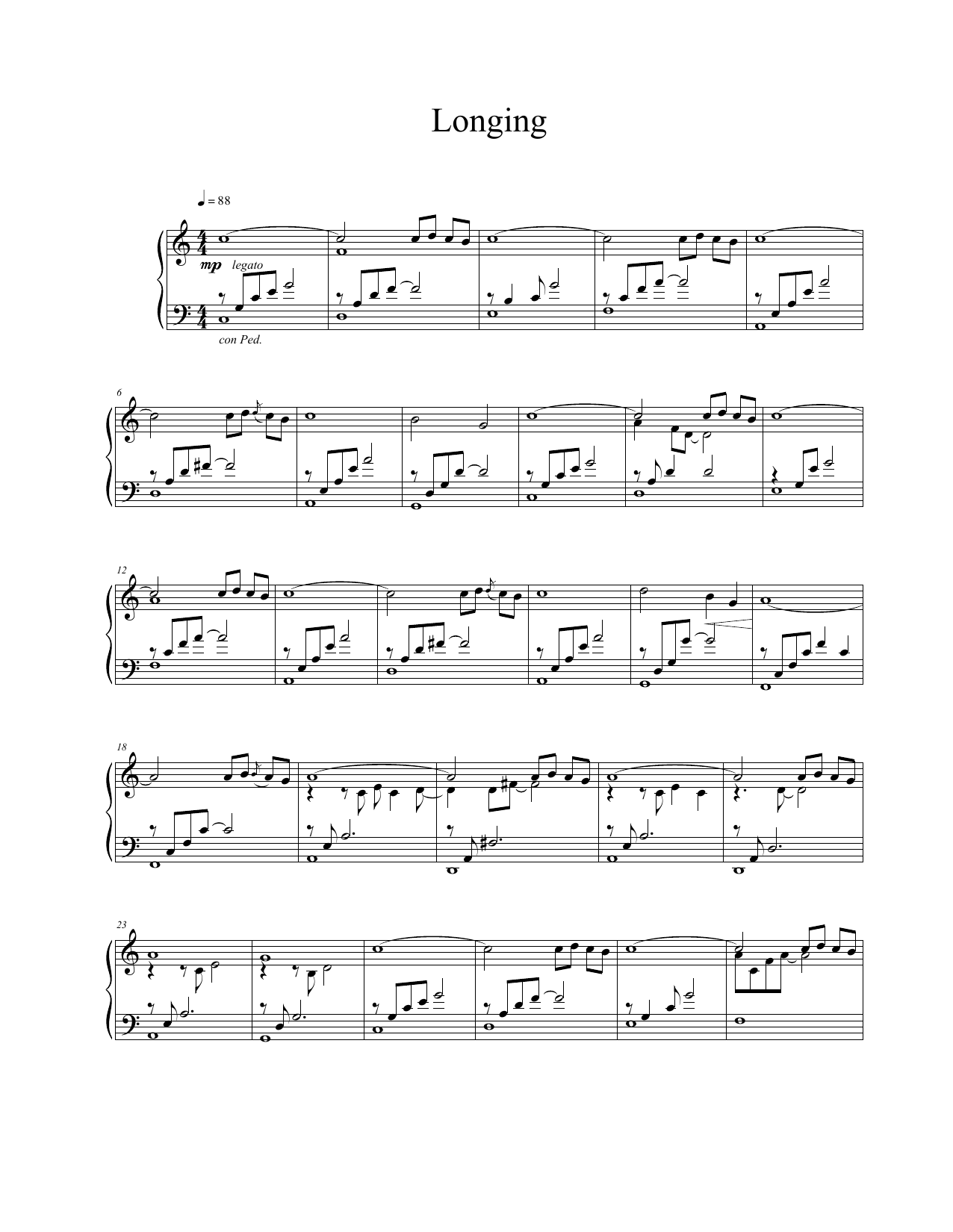 Vangelis Longing Sheet Music