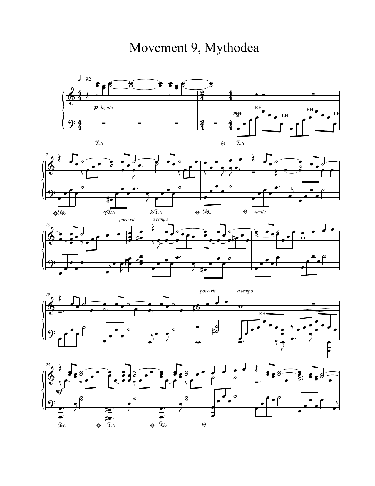 Vangelis Movement 9, Mythodea Sheet Music