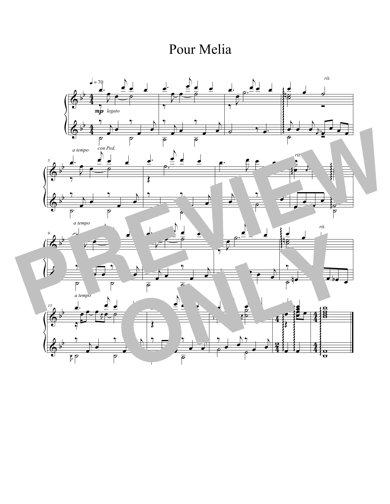 Vangelis Pour Melia Sheet Music