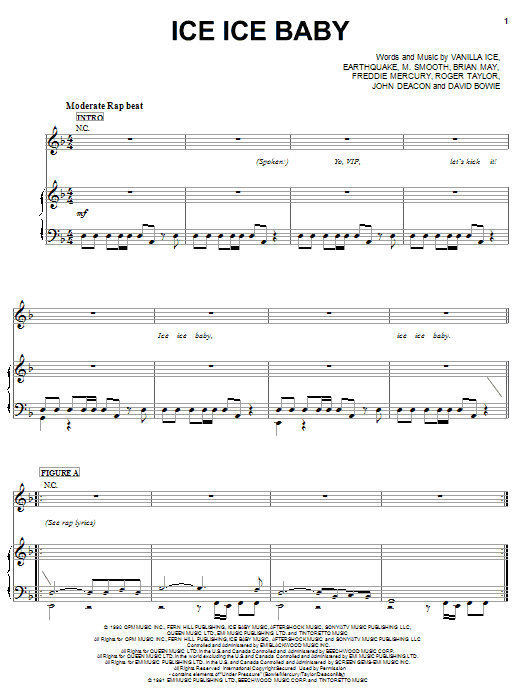 Vanilla Ice Ice Ice Baby Sheet Music