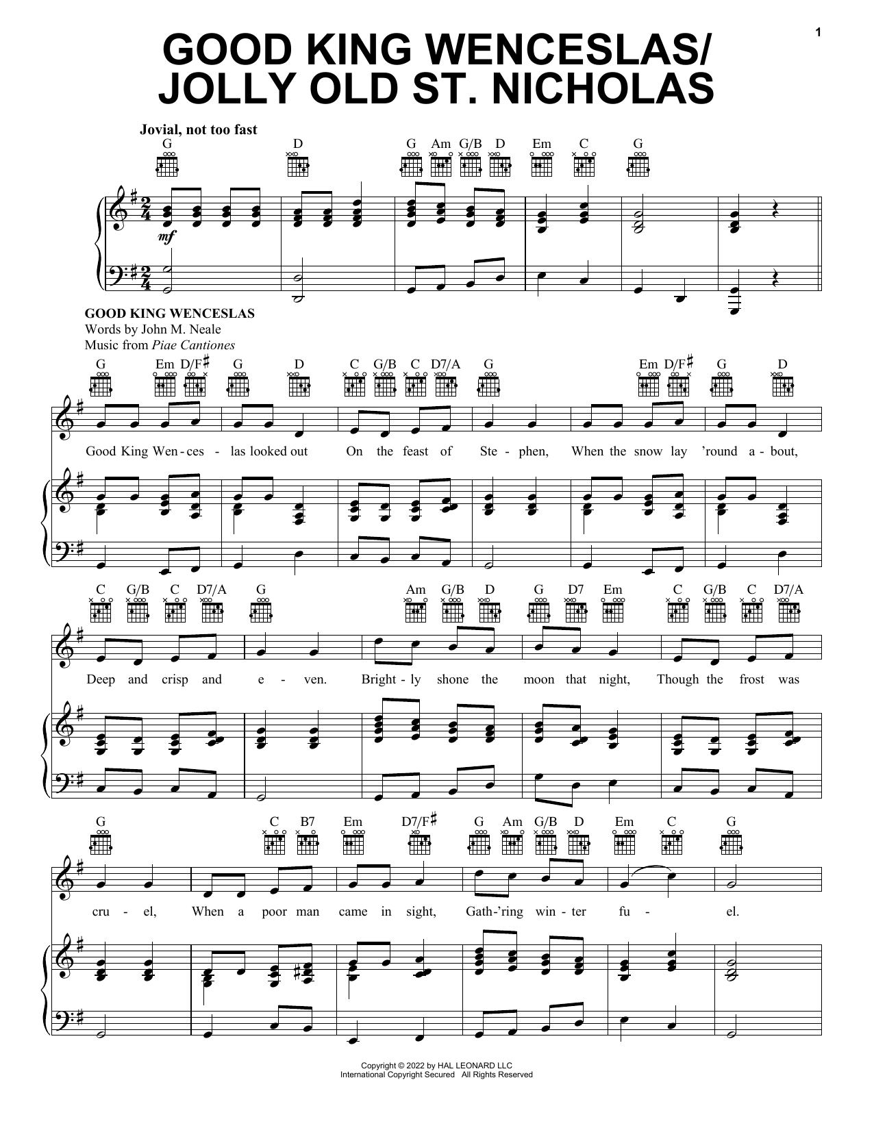 Various Good King Wenceslas/Jolly Old Saint Nicholas Sheet Music