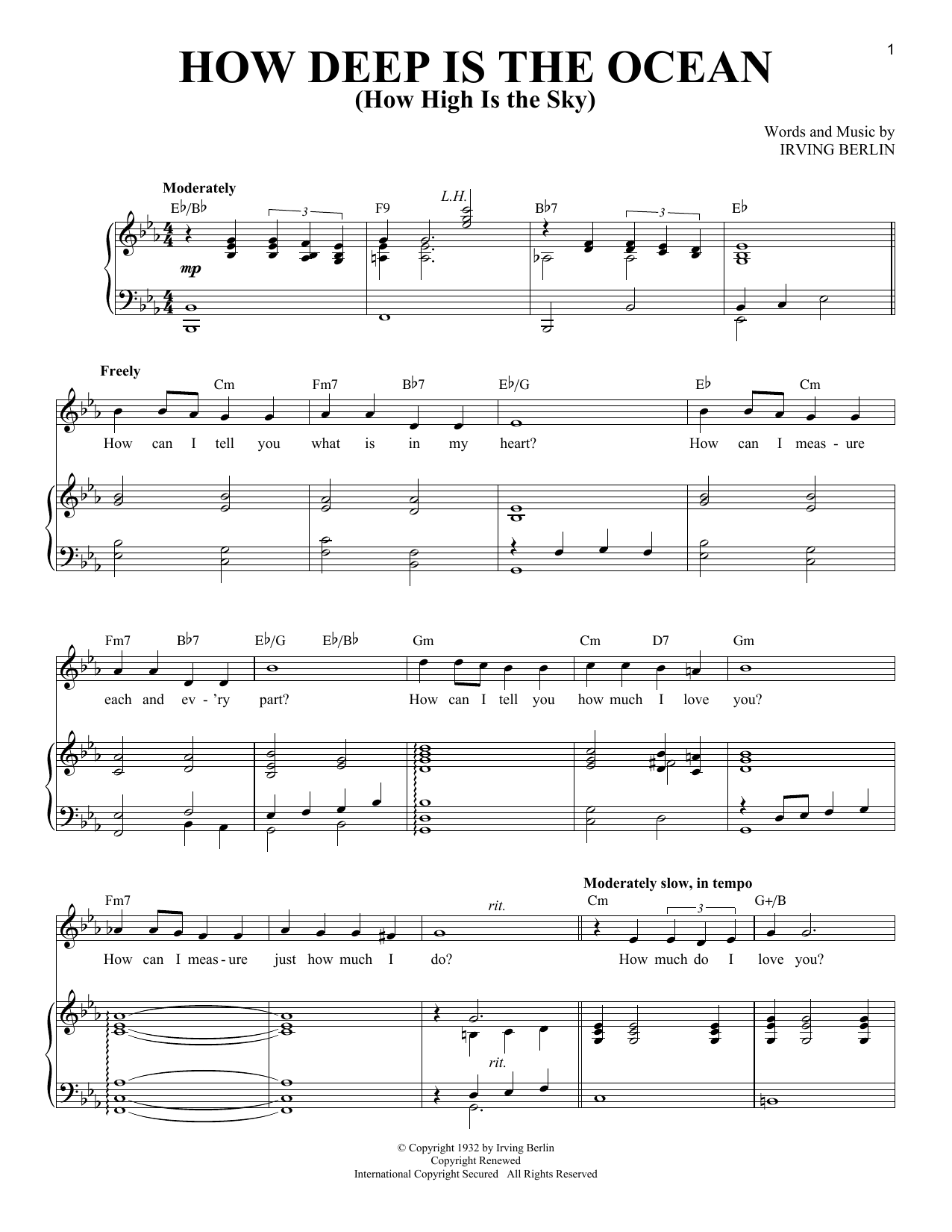 Various How Deep Is The Ocean (How High Is The Sky) Sheet Music