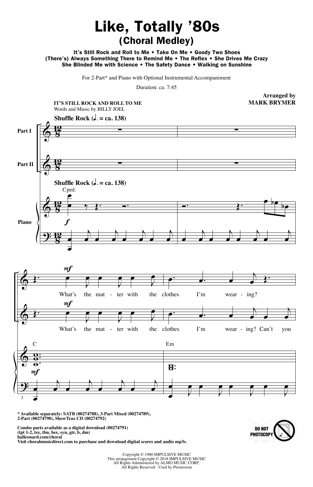 Various Like, Totally '80s (arr. Mark Brymer) Sheet Music