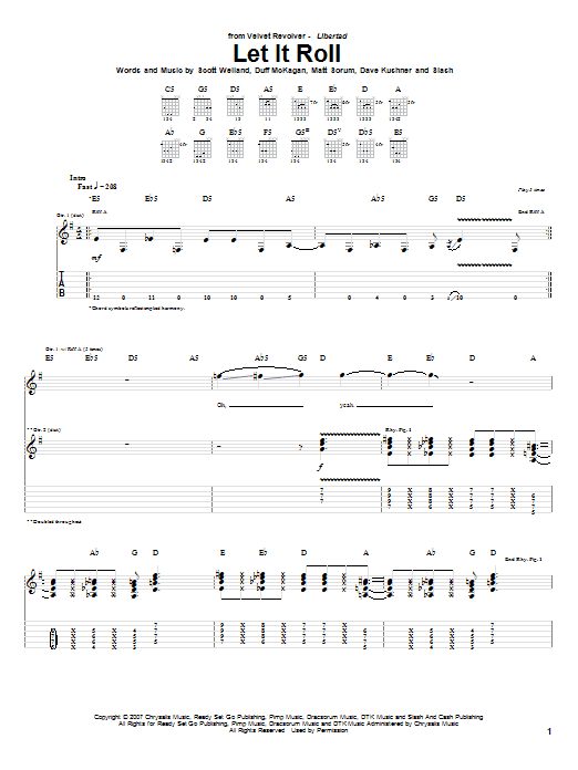 Velvet Revolver Let It Roll Sheet Music