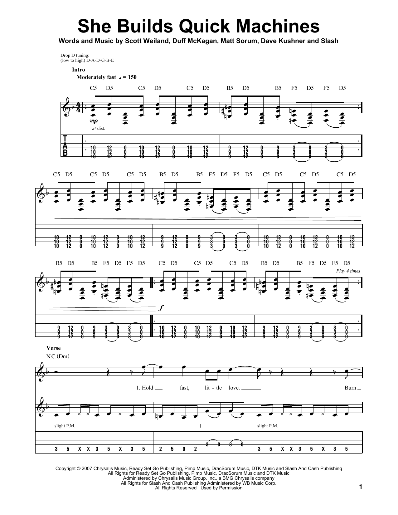 Velvet Revolver She Builds Quick Machines Sheet Music