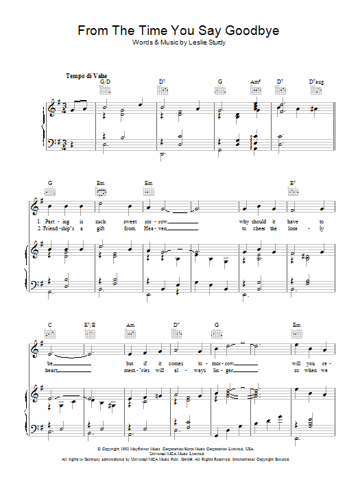 Vera Lynn From The Time You Say Goodbye Sheet Music