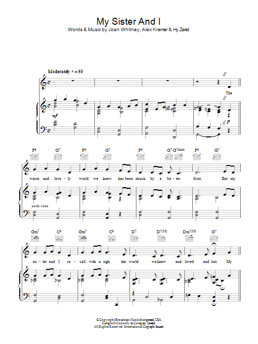 Vera Lynn My Sister And I Sheet Music