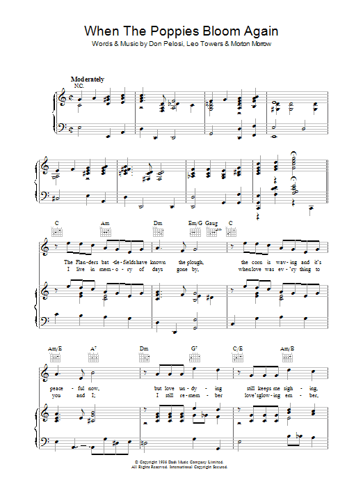 Vera Lynn When The Poppies Bloom Again Sheet Music