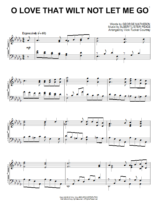 Vicki Tucker Courtney O Love That Wilt Not Let Me Go Sheet Music