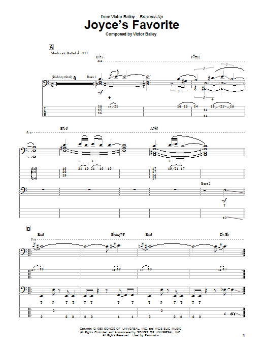 Victor Bailey Joyce's Favorite Sheet Music
