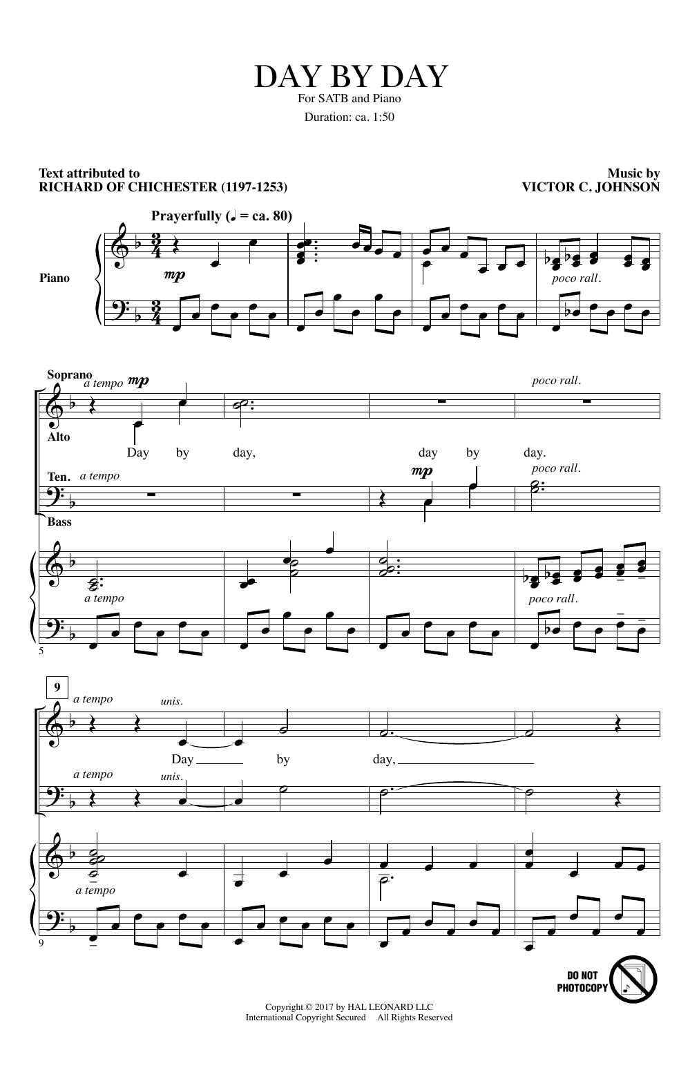 Victor C. Johnson Day By Day Sheet Music