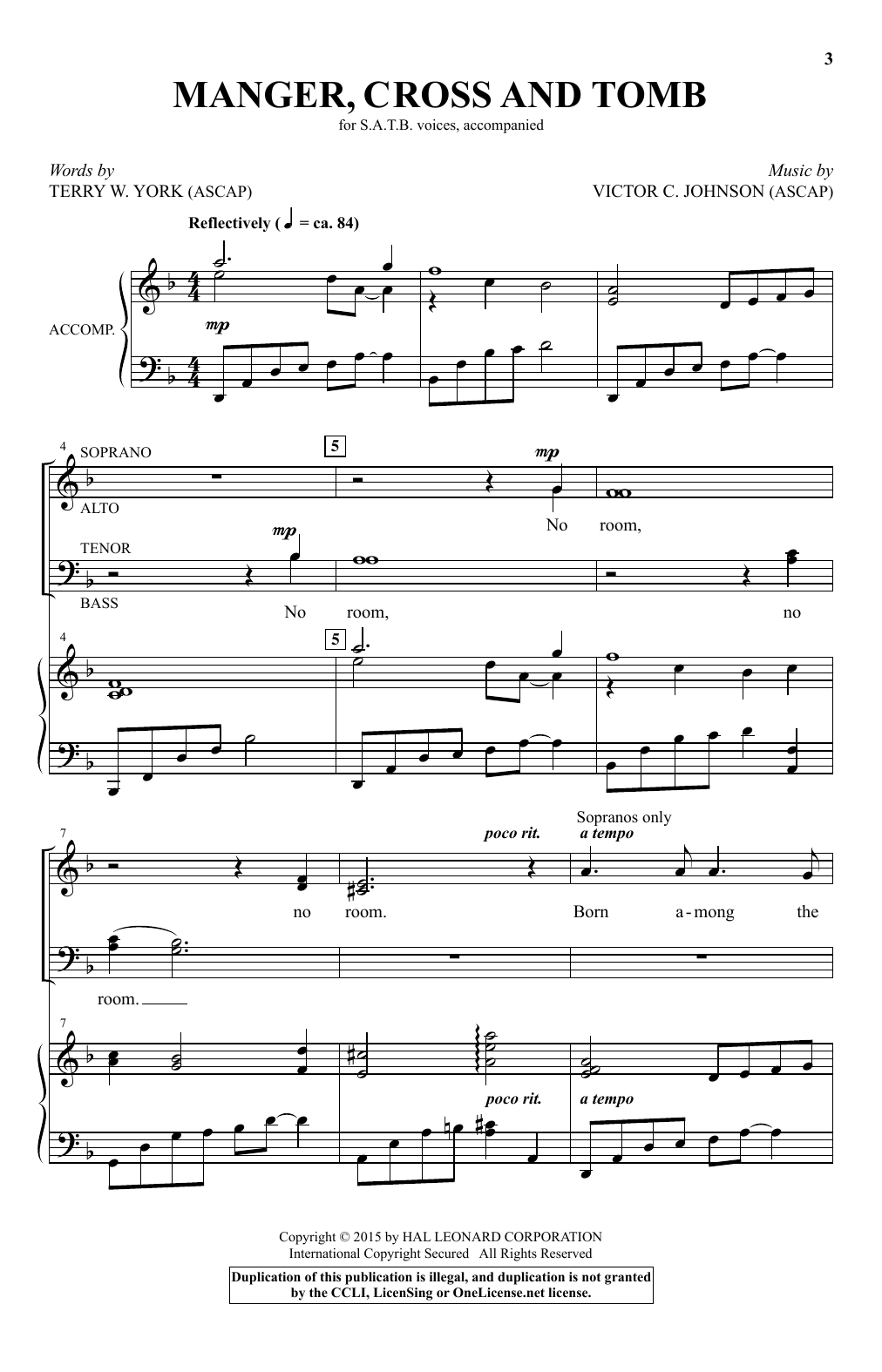 Victor C. Johnson Manger, Cross And Tomb Sheet Music