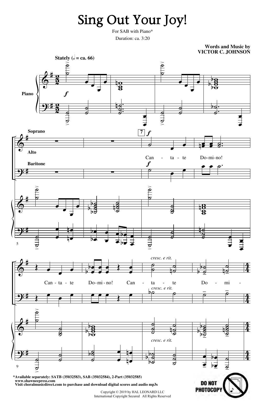 Victor C. Johnson Sing Out Your Joy! Sheet Music