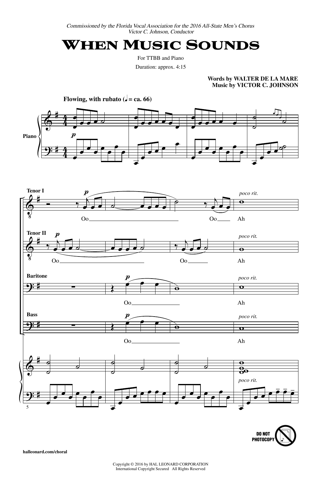 Victor C. Johnson When Music Sounds Sheet Music