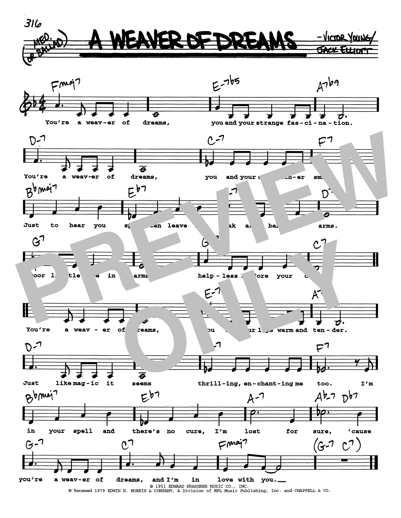 Victor Young A Weaver Of Dreams (Low Voice) Sheet Music