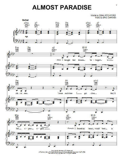 Victoria Justice & Hunter Hayes Almost Paradise Sheet Music