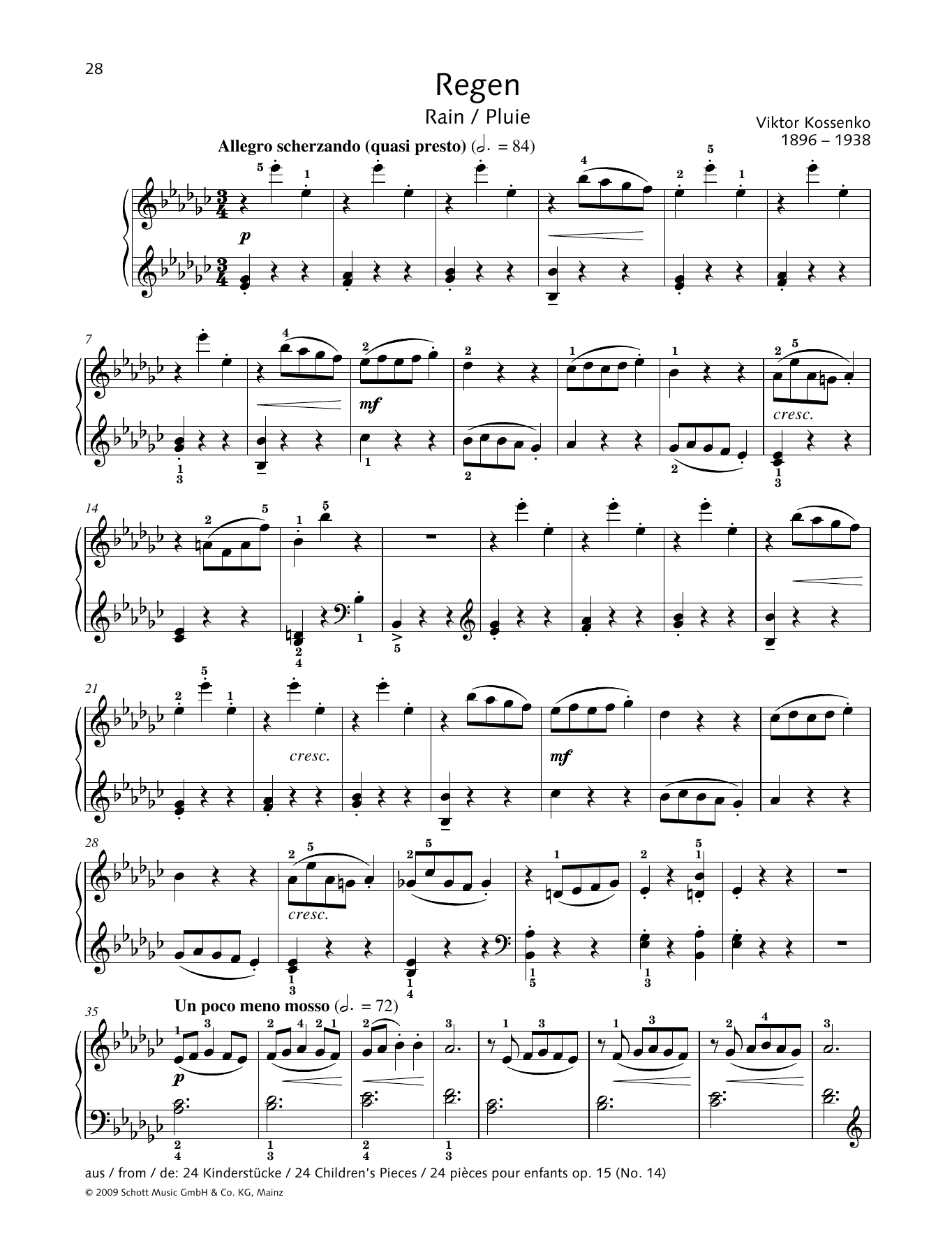 Viktor Kossenko Rain Sheet Music
