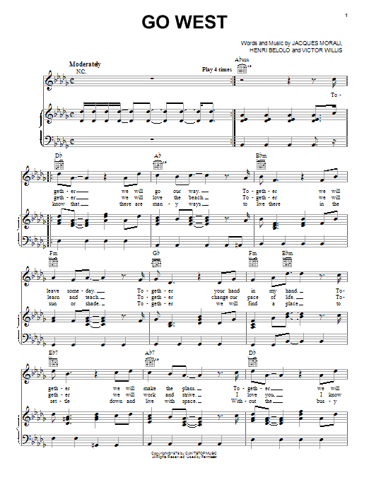 Village People Go West Sheet Music