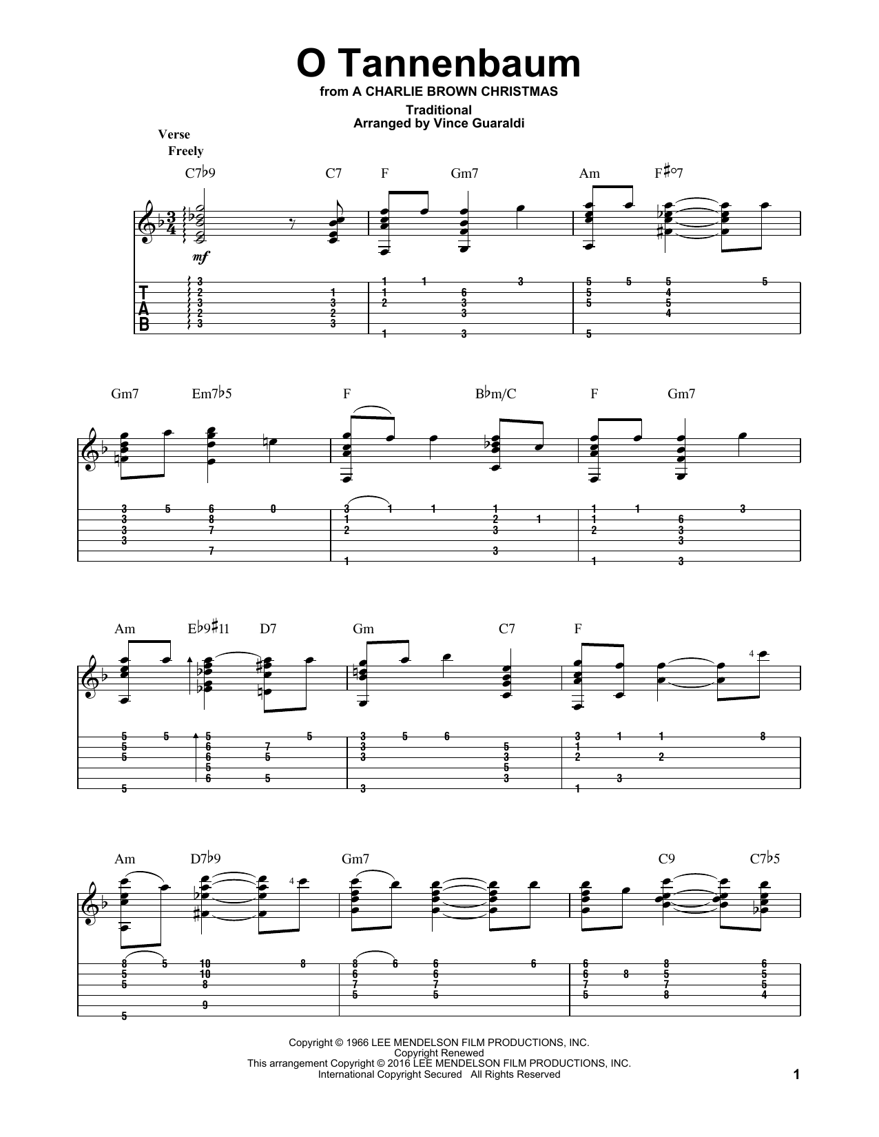 Vince Guaraldi (arr.) O Tannenbaum Sheet Music