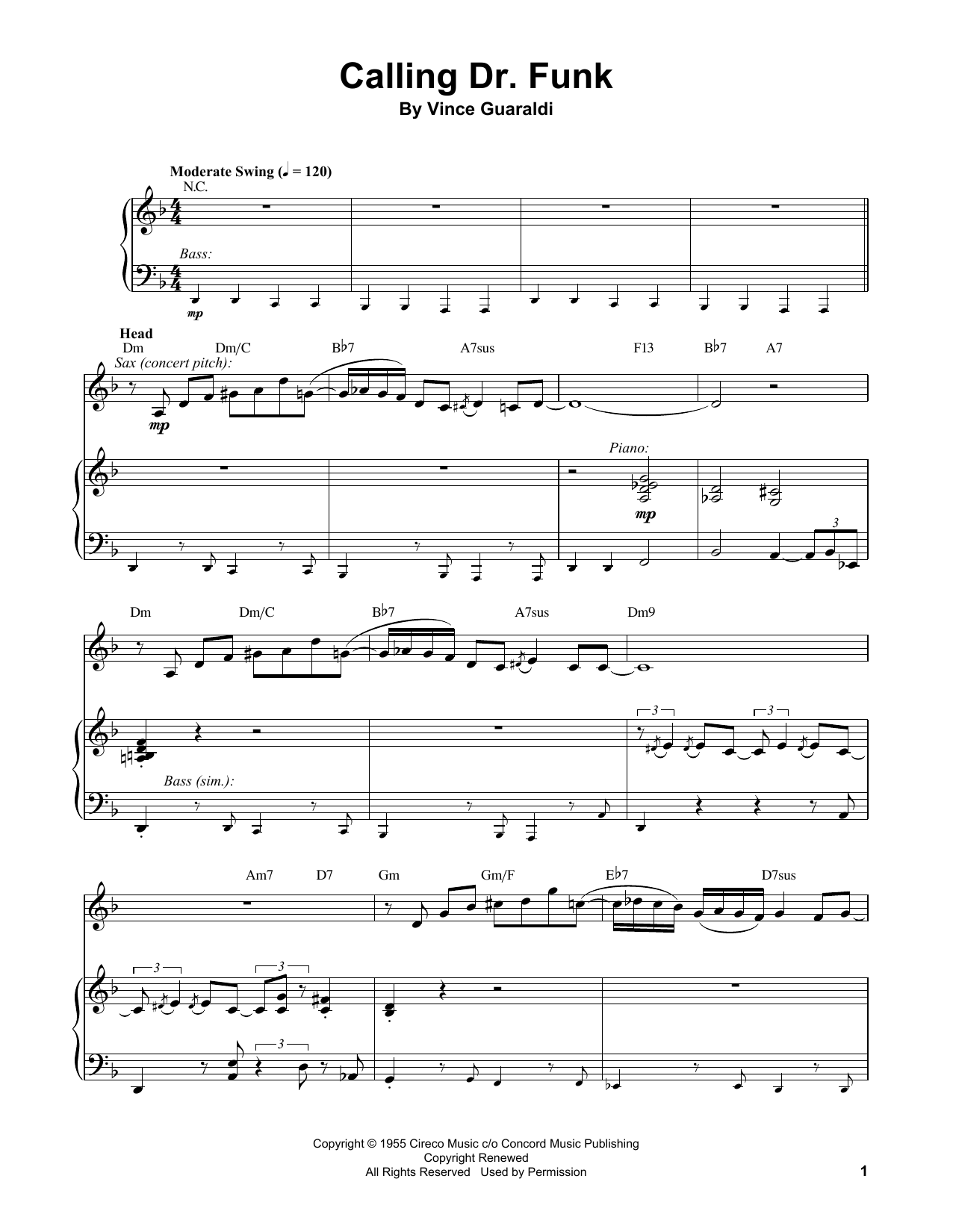 Vince Guaraldi Calling Dr. Funk Sheet Music
