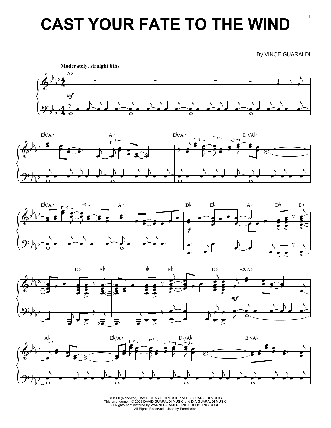 Vince Guaraldi Cast Your Fate To The Wind [Jazz version] (arr. Brent Edstrom) Sheet Music