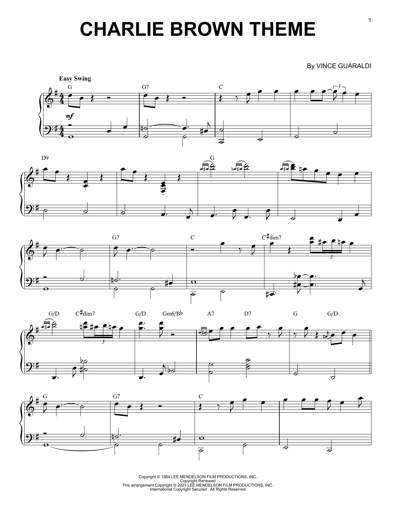 Vince Guaraldi Charlie Brown Theme [Jazz version] (arr. Brent Edstrom) Sheet Music