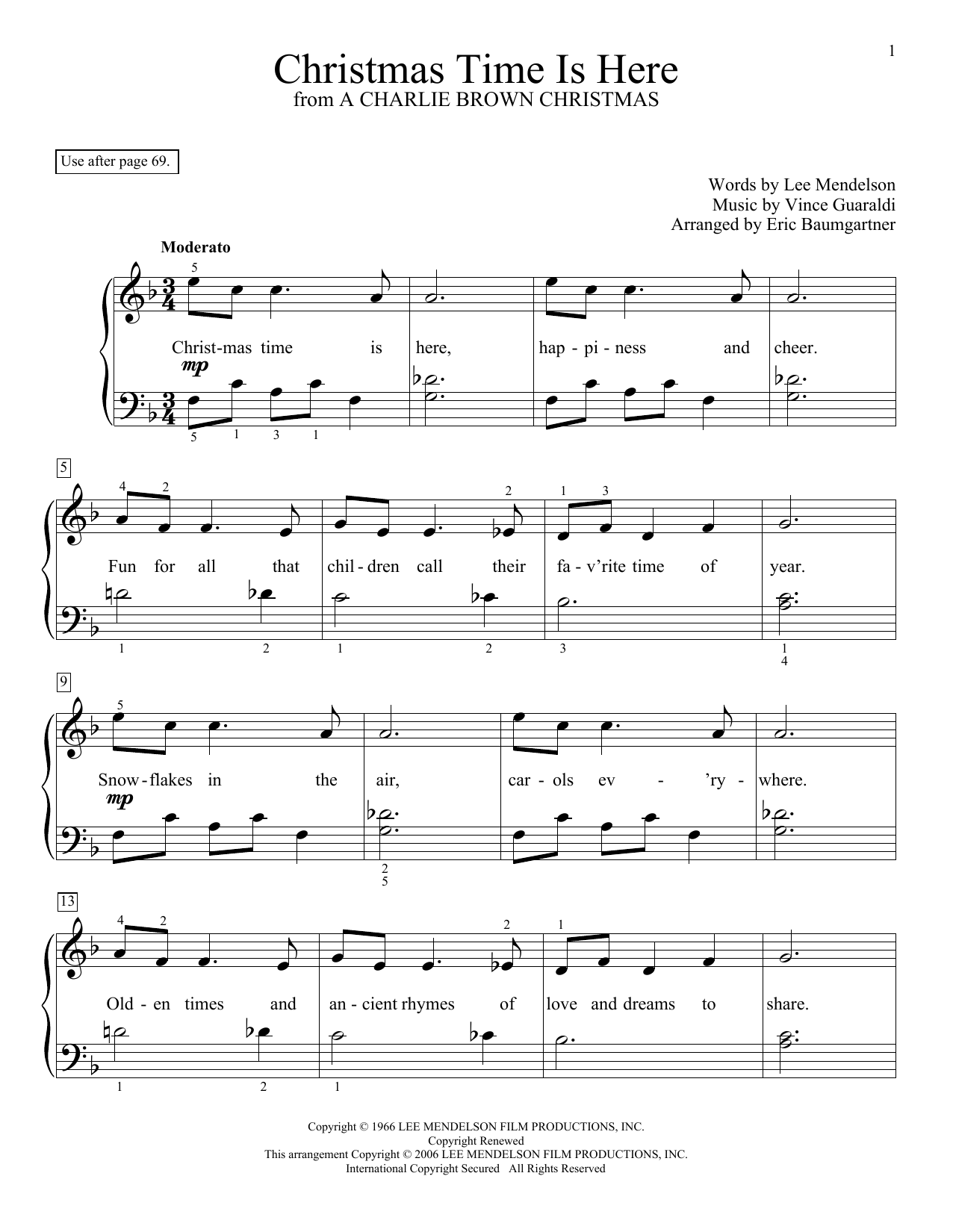 Vince Guaraldi Christmas Time Is Here (arr. Eric Baumgartner) Sheet Music