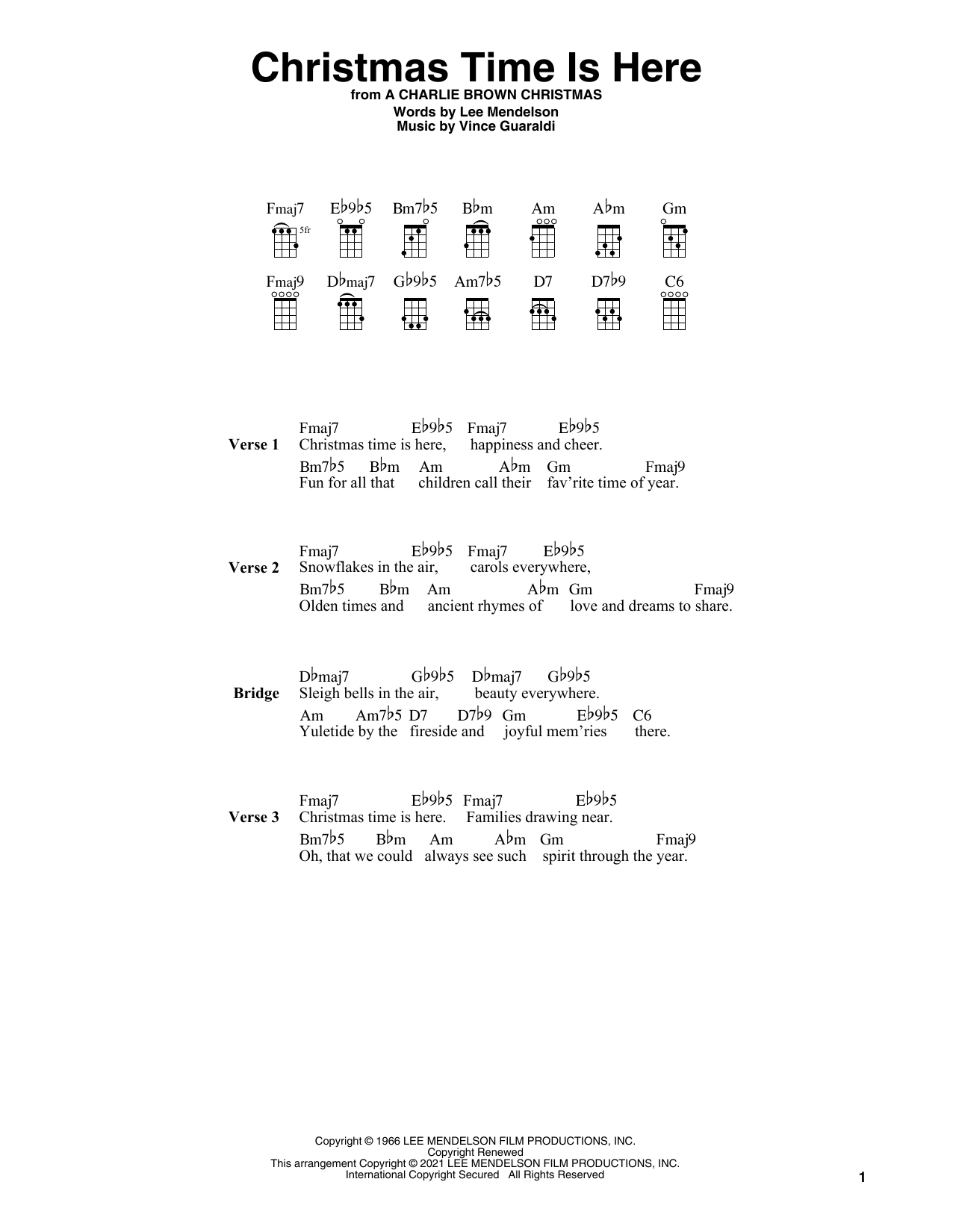 Vince Guaraldi Christmas Time Is Here (arr. Fred Sokolow) Sheet Music