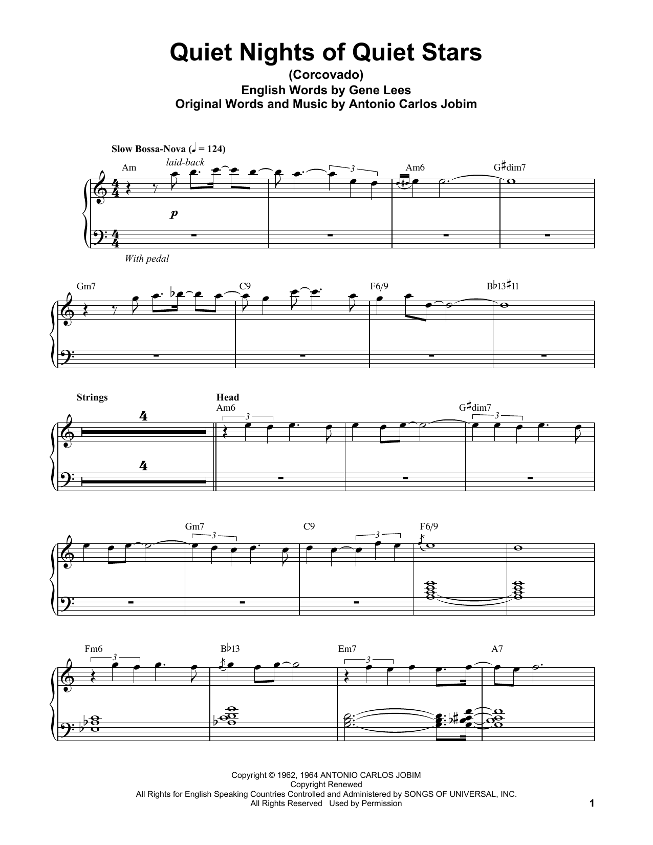 Vince Guaraldi Quiet Nights Of Quiet Stars (Corcovado) Sheet Music
