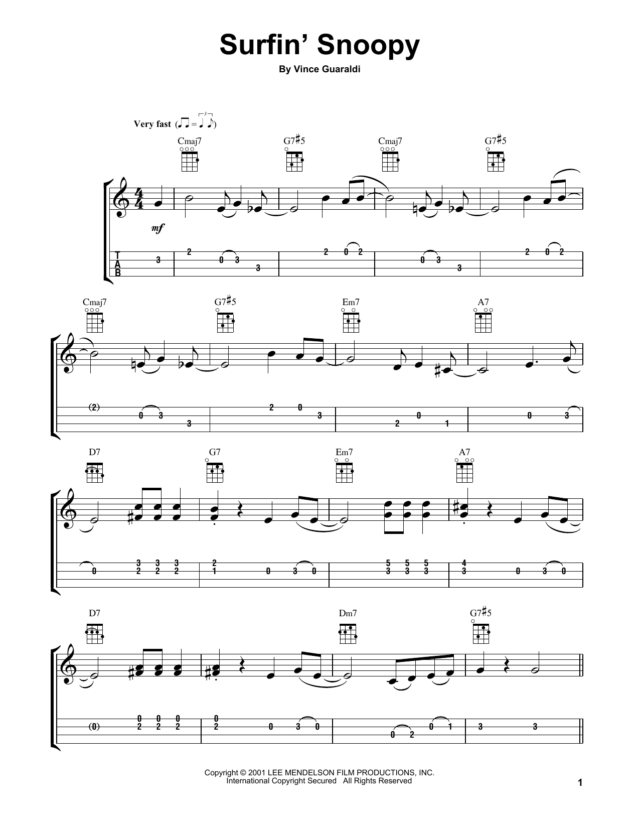 Vince Guaraldi Surfin' Snoopy Sheet Music