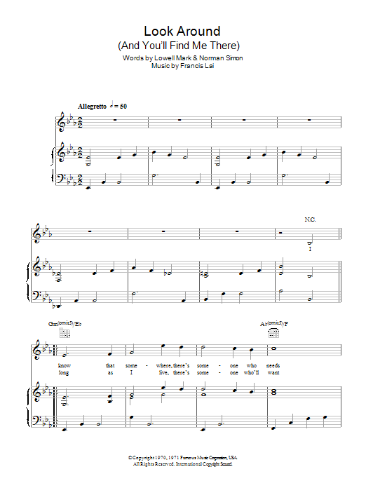 Vince Hill Look Around (And You'll Find Me There) Sheet Music