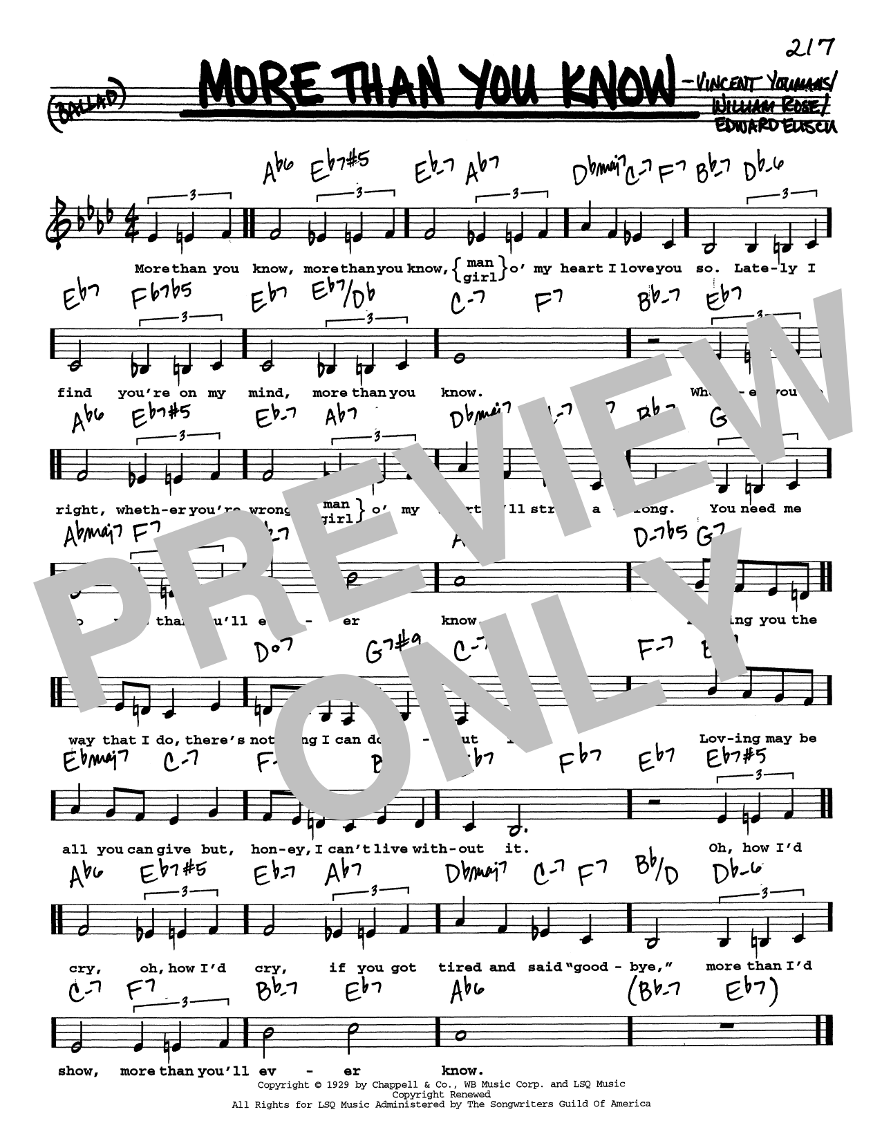 Vincent Youmans More Than You Know (Low Voice) Sheet Music