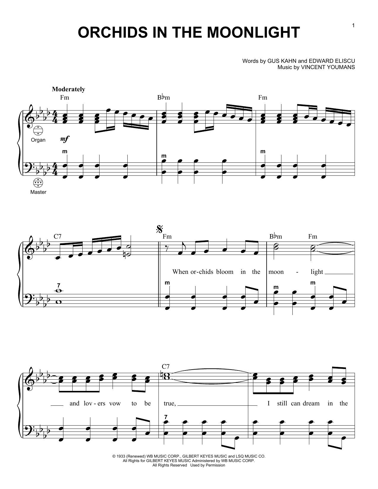 Vincent Youmans Orchids In The Moonlight (arr. Gary Meisner) Sheet Music