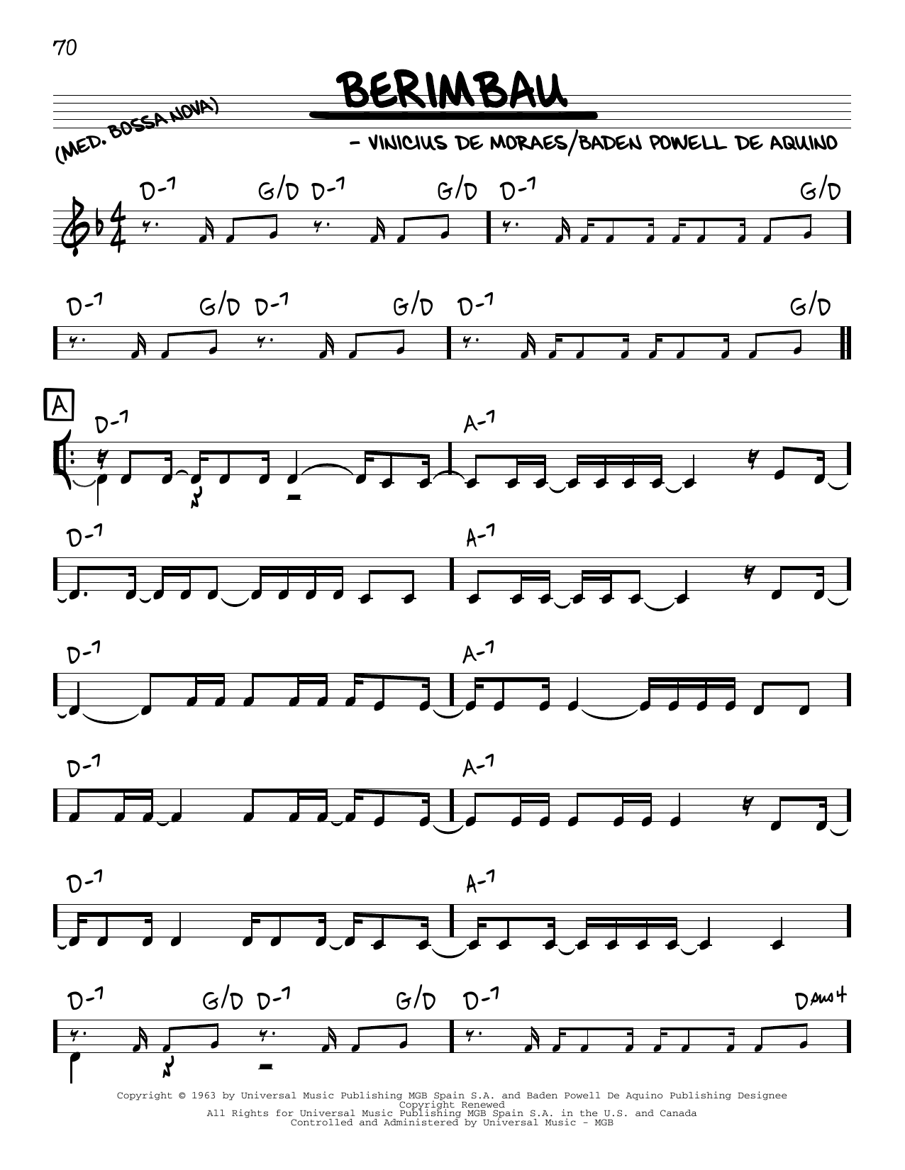 Vinicius de Moraes Berimbau Sheet Music