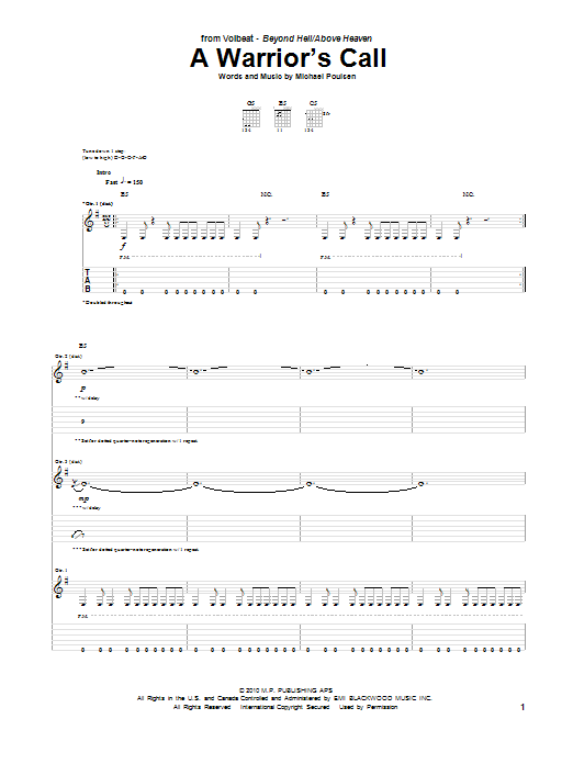 Volbeat A Warrior's Call Sheet Music