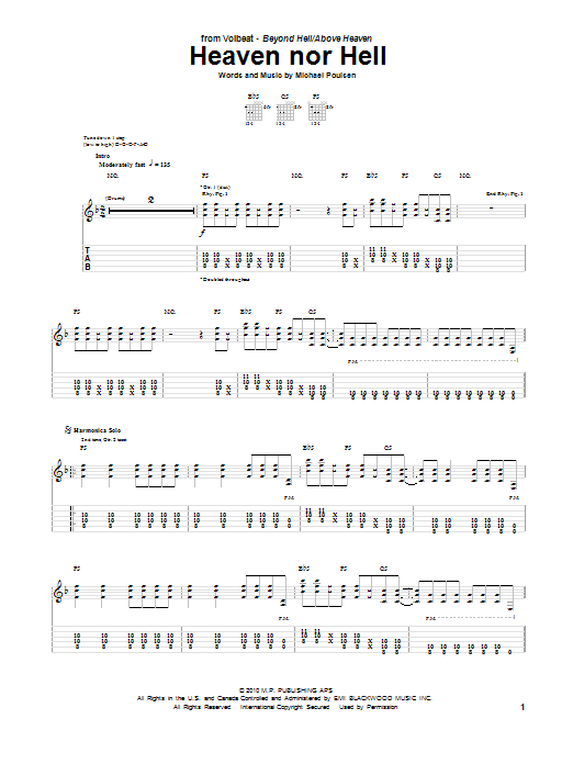 Volbeat Heaven Nor Hell Sheet Music