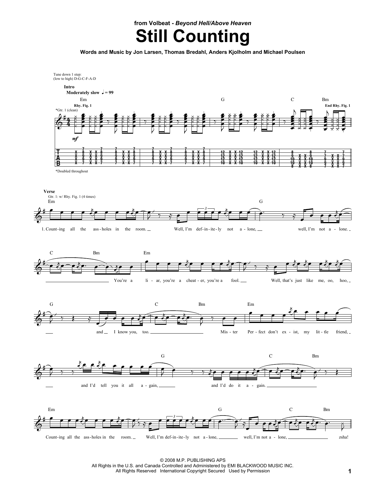 Volbeat Still Counting Sheet Music