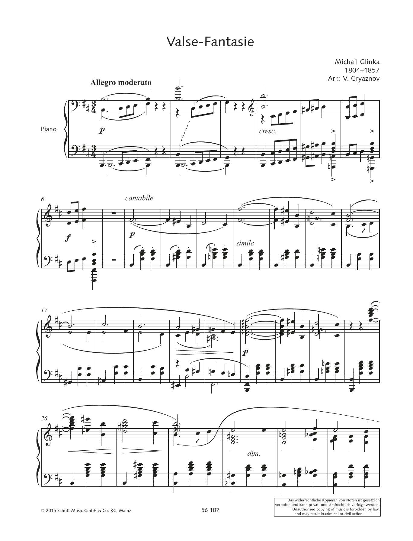 Vyacheslav Gryaznov Valse-Fantasie Sheet Music