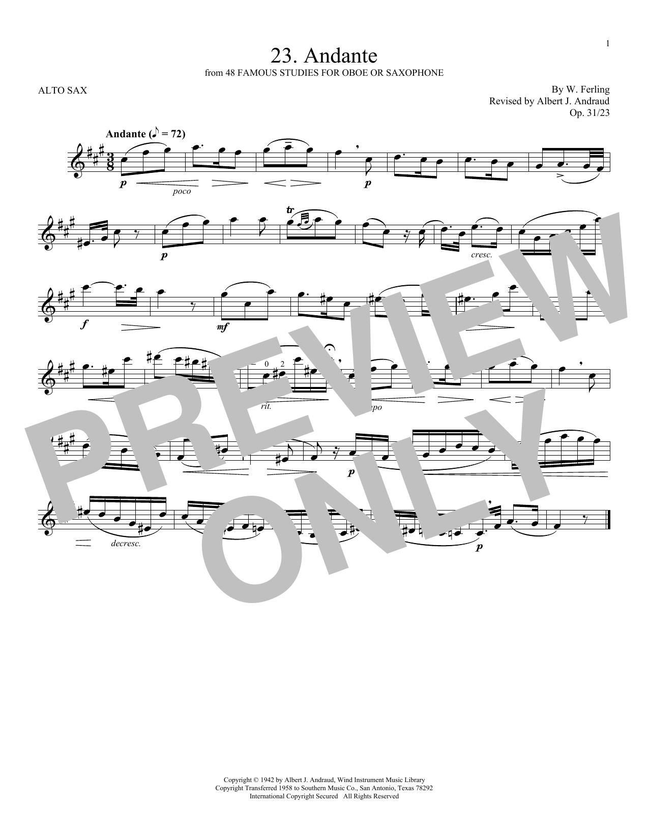 W. Ferling Etude No. 23 Sheet Music