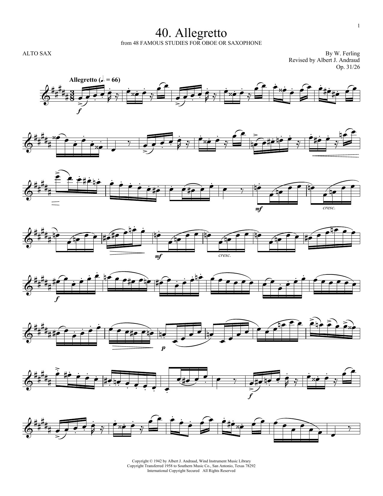 W. Ferling Etude No. 40 Sheet Music