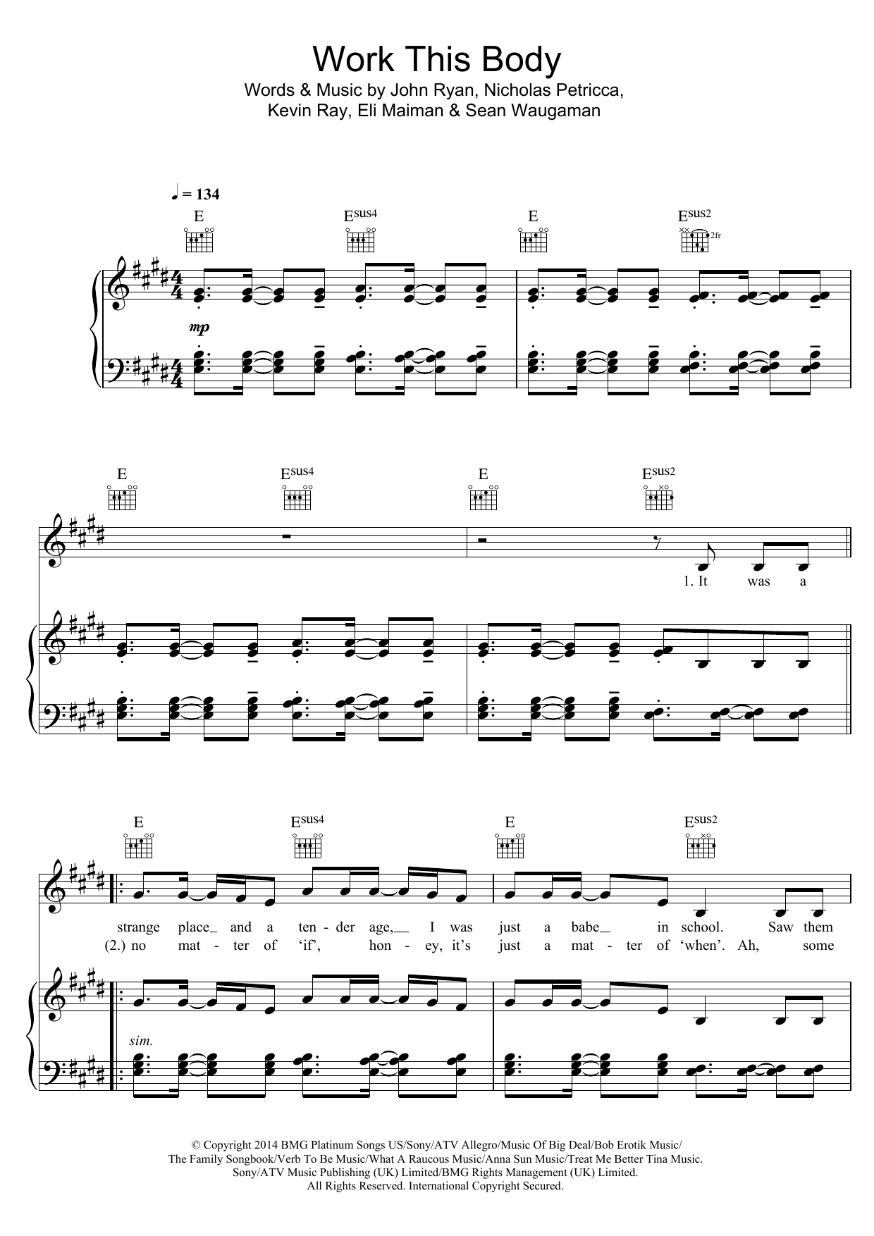 Walk The Moon Work This Body Sheet Music