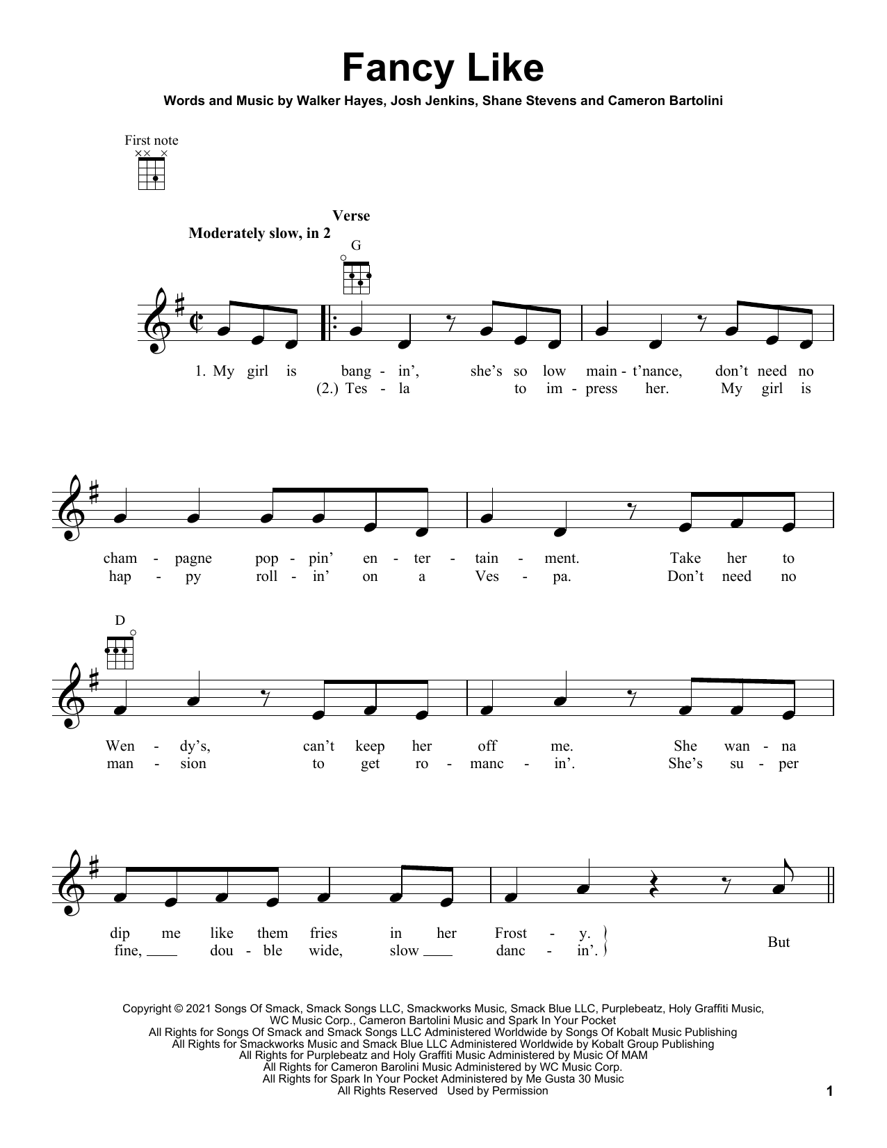 Walker Hayes Fancy Like Sheet Music