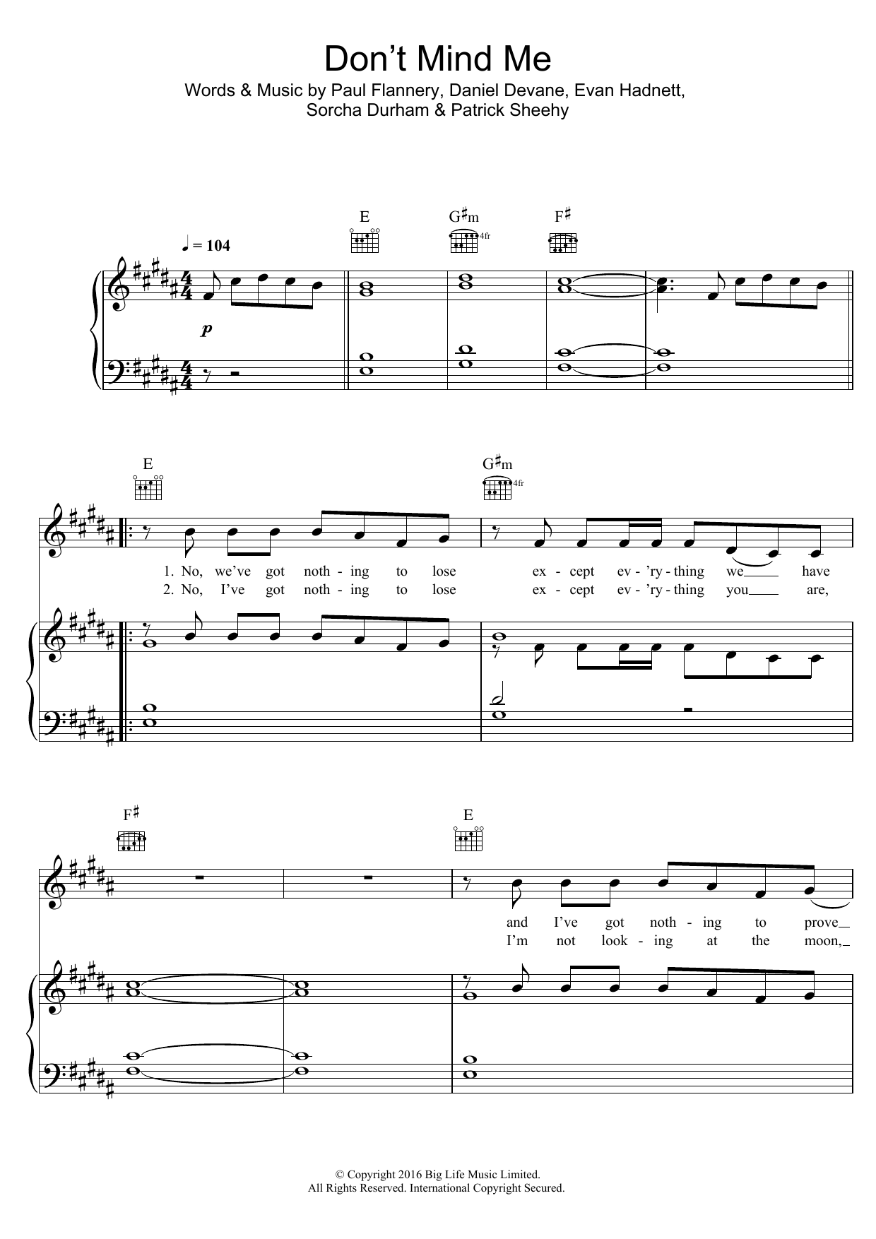 Walking On Cars Don't Mind Me Sheet Music