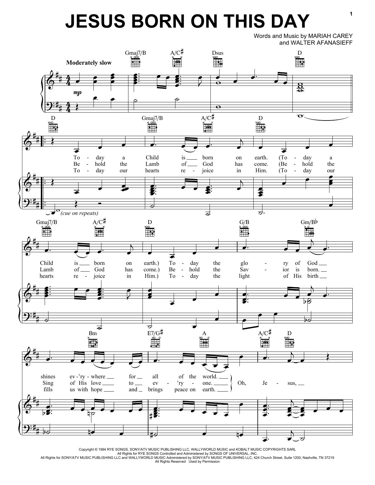 Walter Afanasieff Jesus Born On This Day Sheet Music