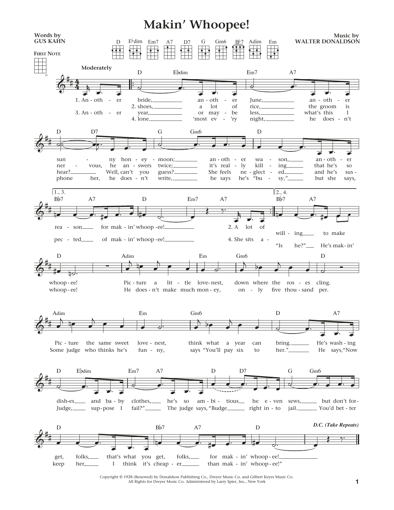 Walter Donaldson Makin' Whoopee! (from The Daily Ukulele) (arr. Liz and Jim Beloff) Sheet Music