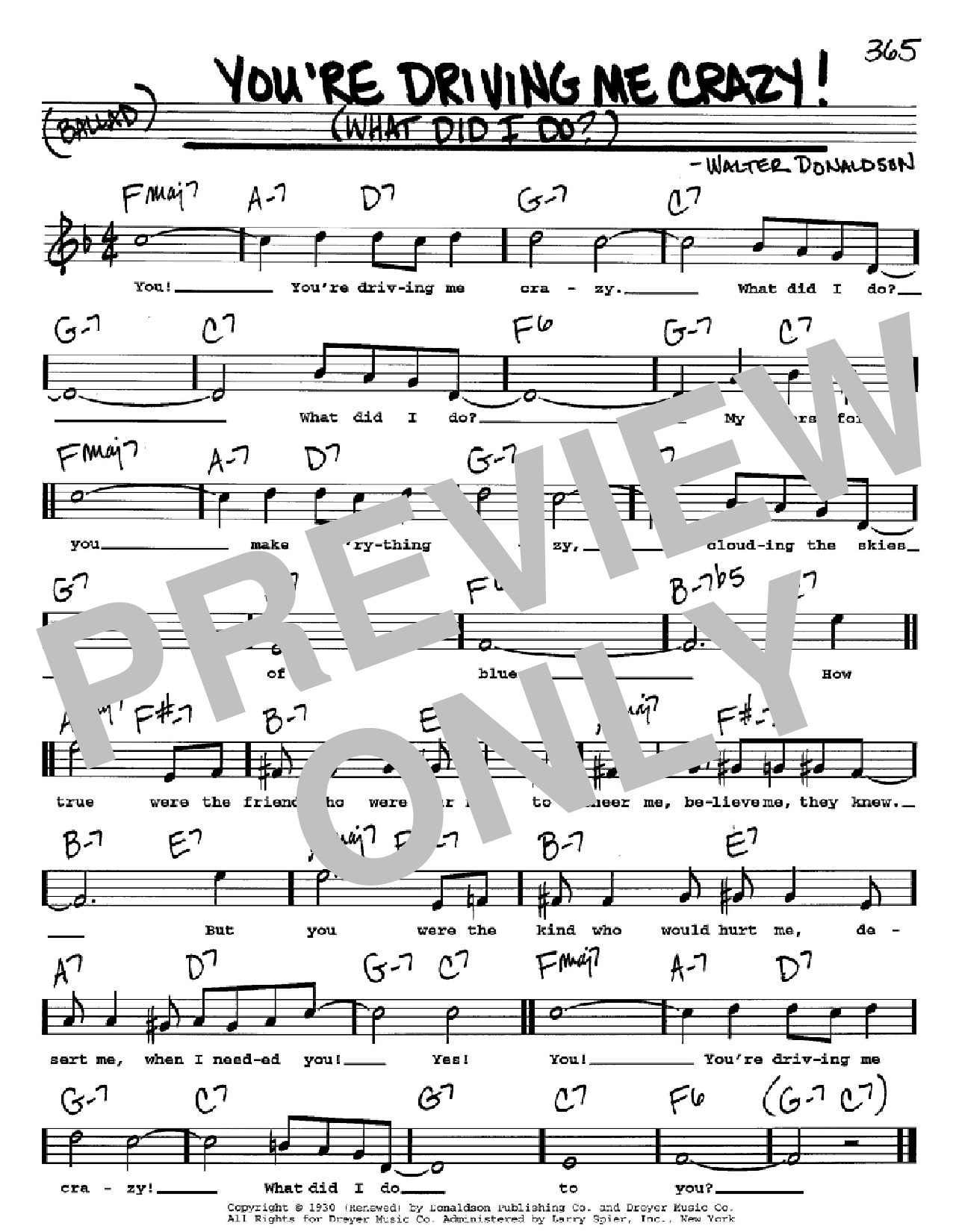 Walter Donaldson You're Driving Me Crazy! (What Did I Do?) Sheet Music