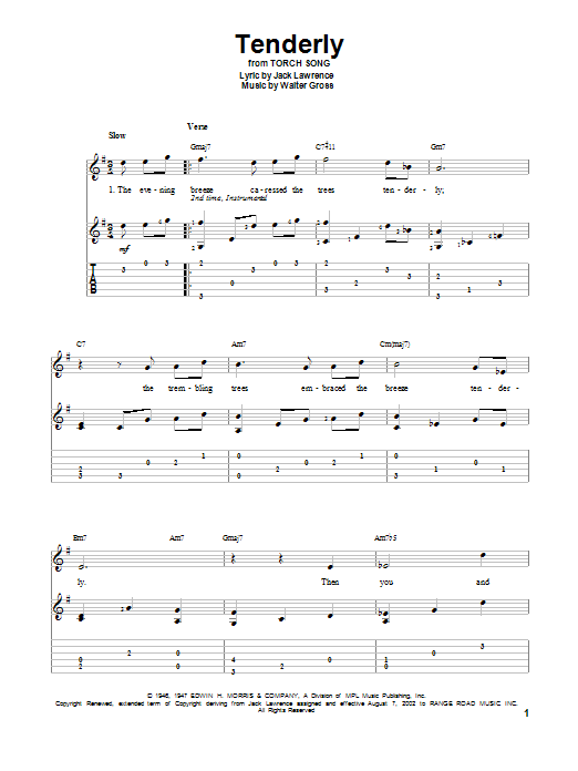 Walter Gross Tenderly Sheet Music