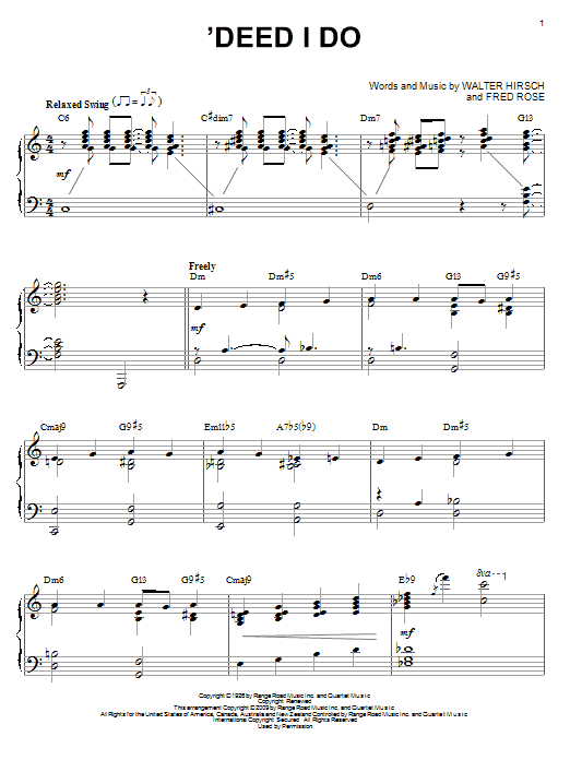 Walter Hirsch 'Deed I Do (arr. Brent Edstrom) Sheet Music