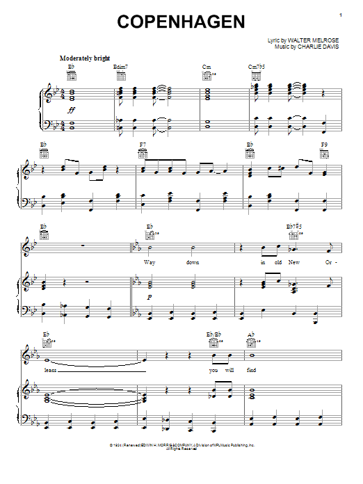 Walter Melrose Copenhagen Sheet Music