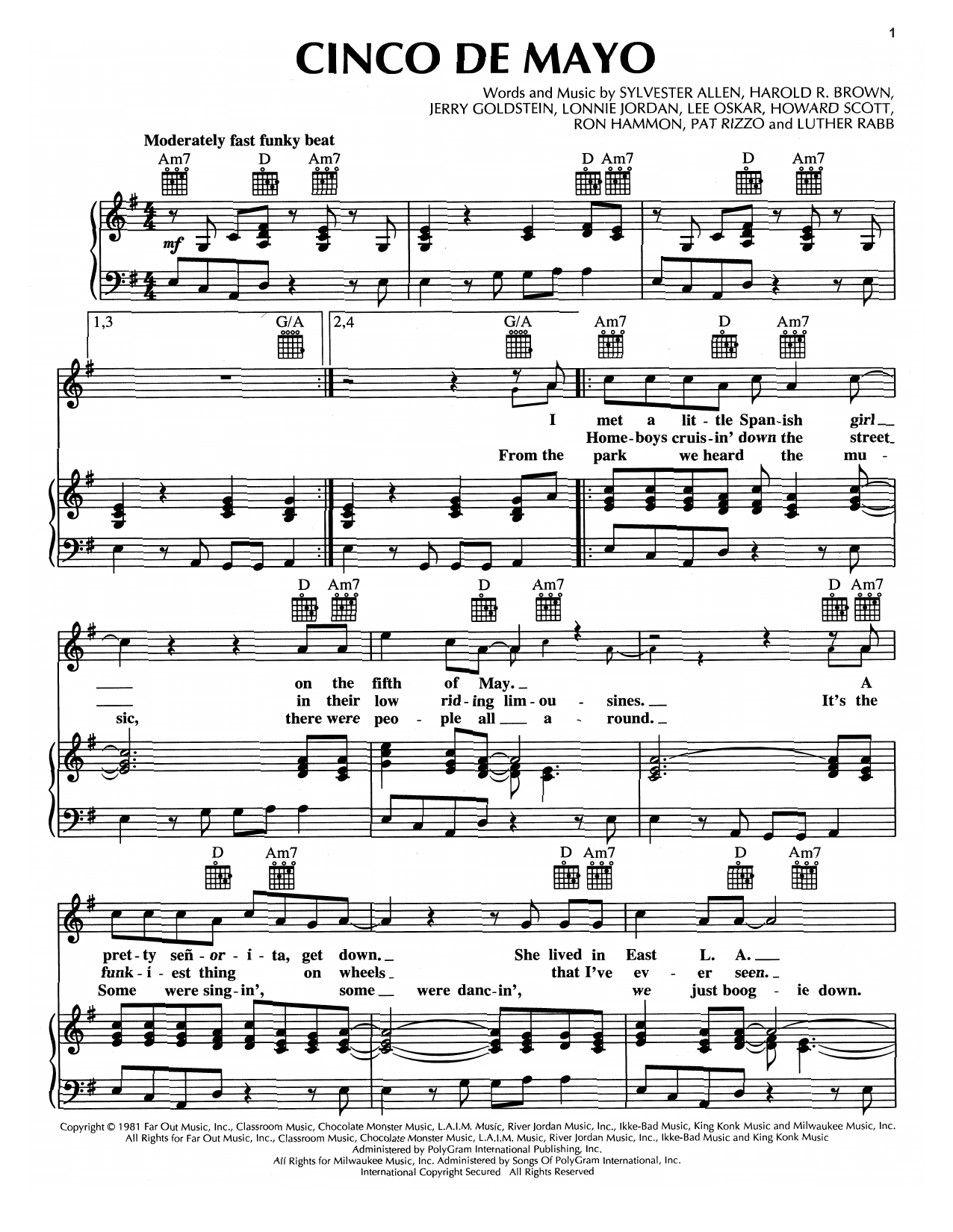 War Cinco De Mayo Sheet Music